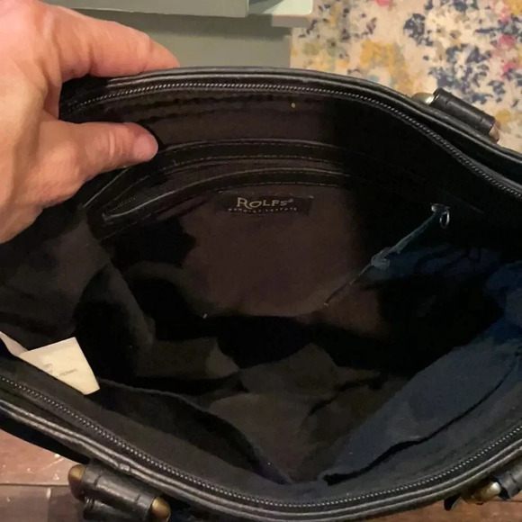 ROLFS vintage shoulder bag. Black Pebbled Soft Genuine Cowhide Leather, 12 X 14” - Picture 12 of 13